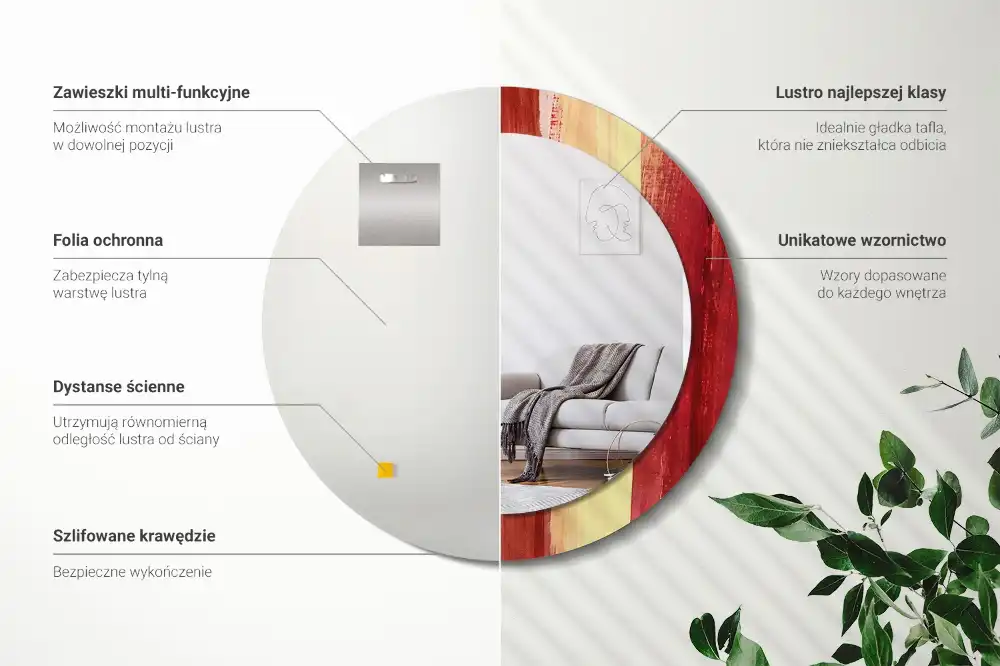 Specchio circolare stampato Pittura astratta