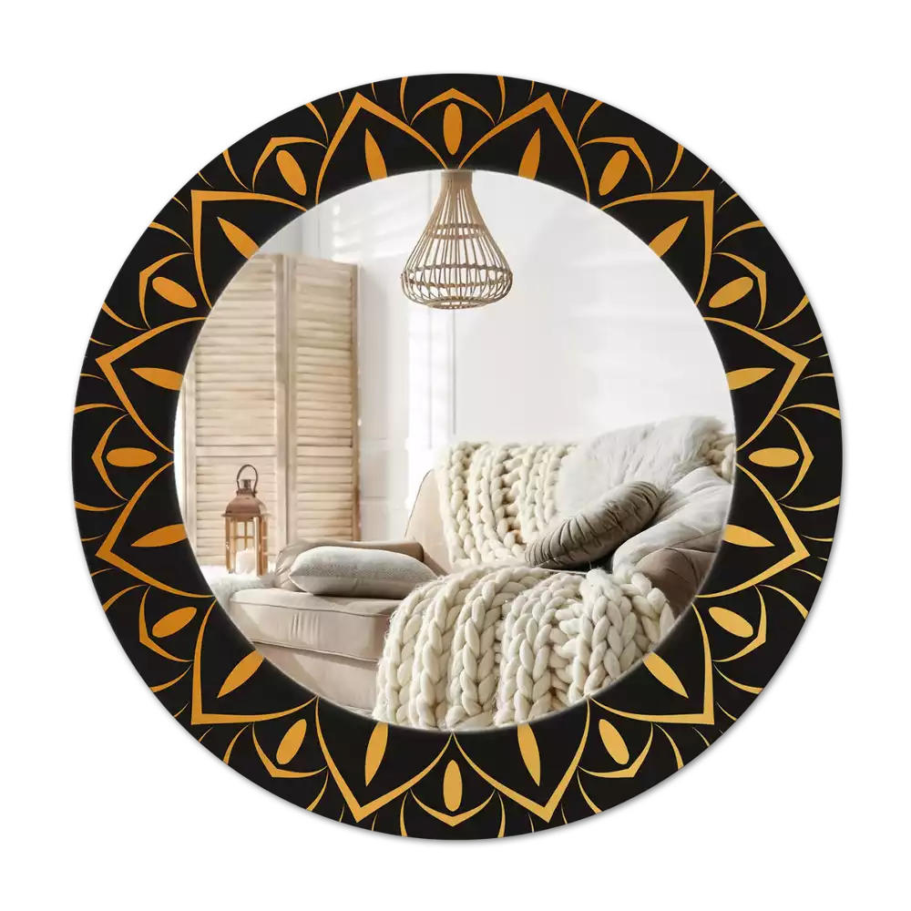 Specchio rotondo con cornice stampata Mandala