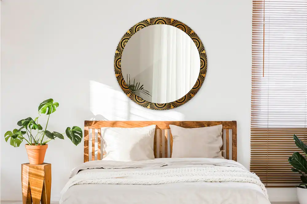 Specchio rotondo con cornice stampata Mandala