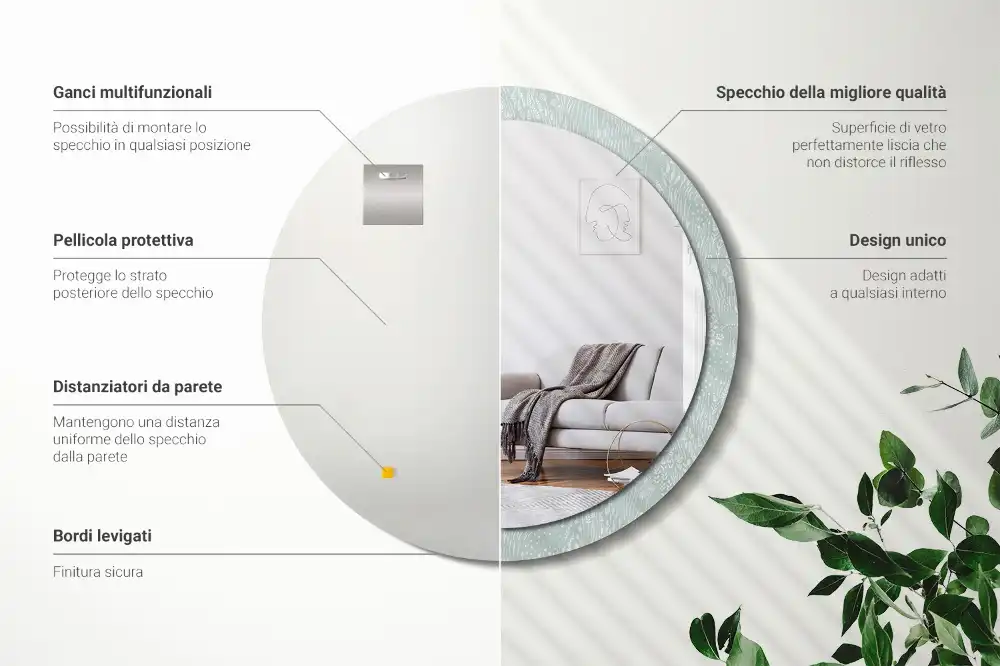 Specchio circolare stampato Lumaca nel prato