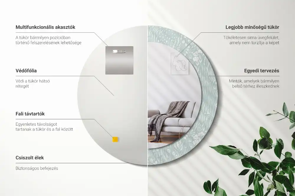 Specchio circolare stampato Lumaca nel prato