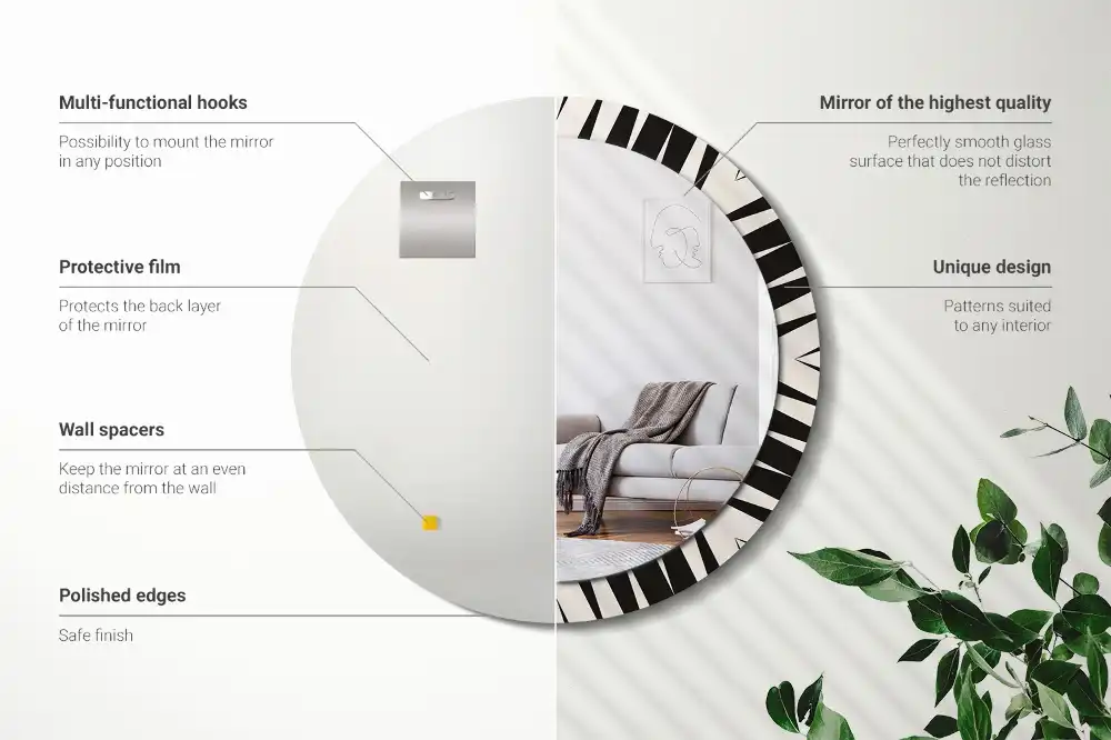 Specchio circolare stampato Geometria astratta