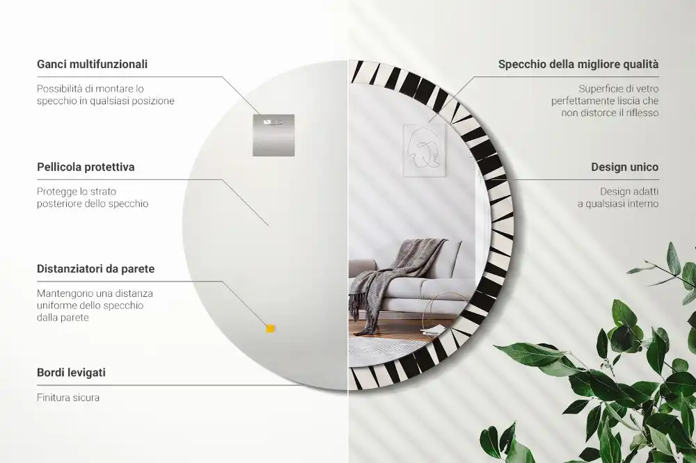 Specchio circolare stampato Geometria astratta