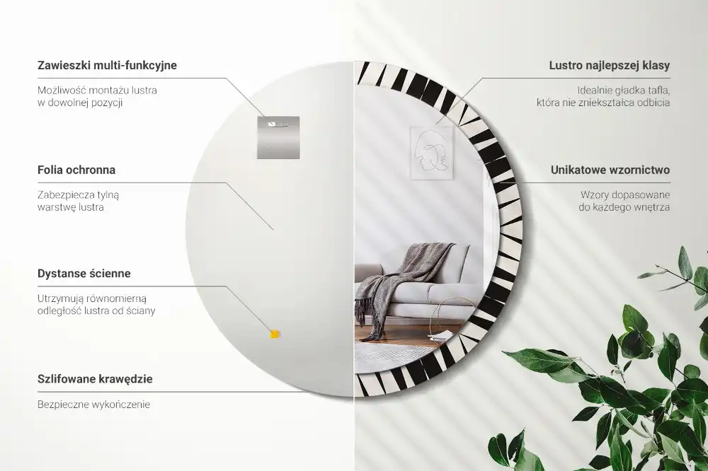 Specchio circolare stampato Geometria astratta