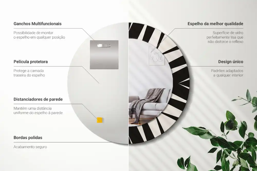 Specchio circolare stampato Geometria astratta