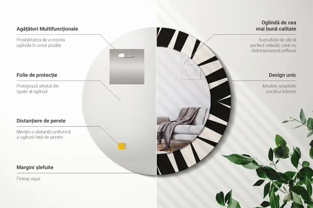 Specchio circolare stampato Geometria astratta