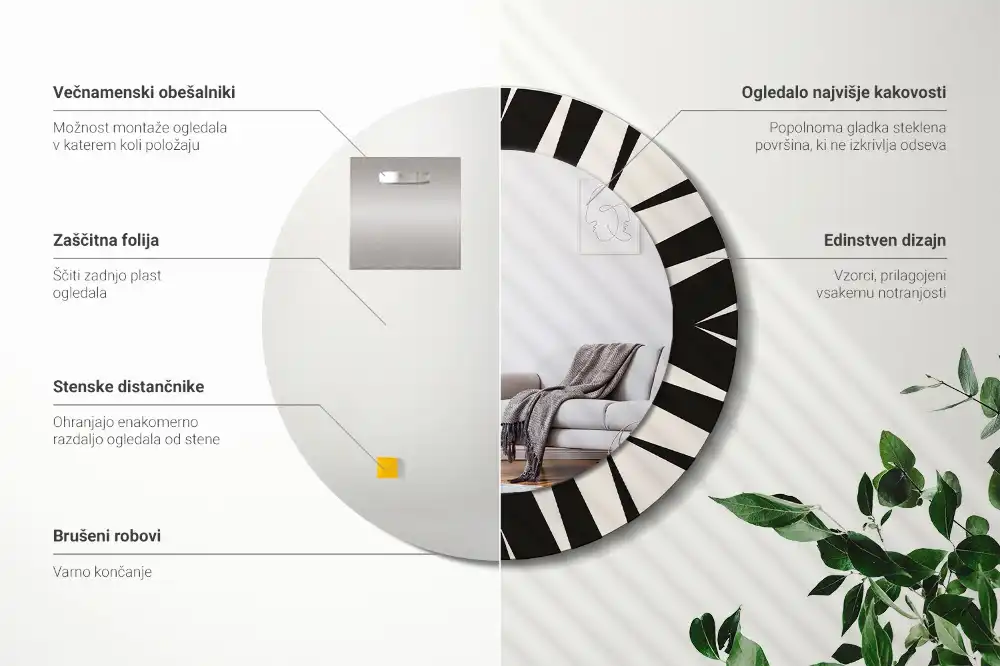 Specchio circolare stampato Geometria astratta