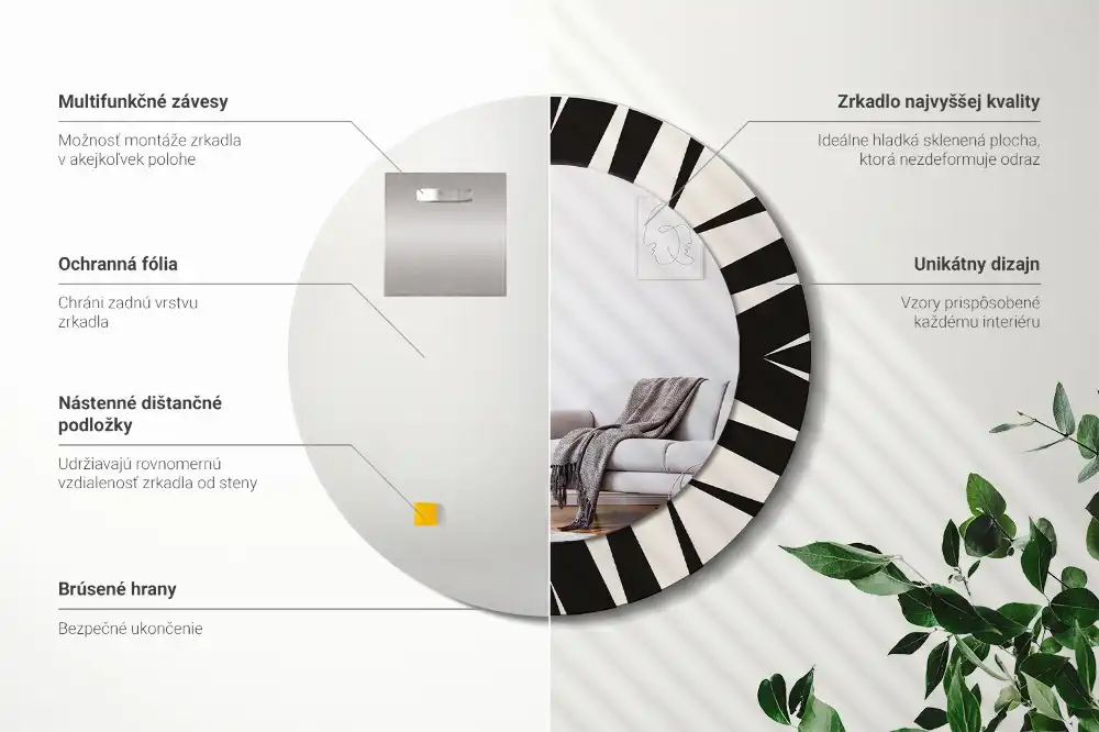 Specchio circolare stampato Geometria astratta