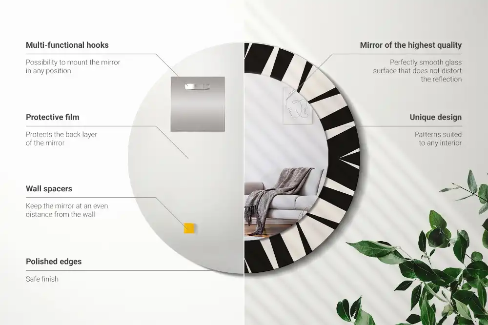 Specchio circolare stampato Geometria astratta