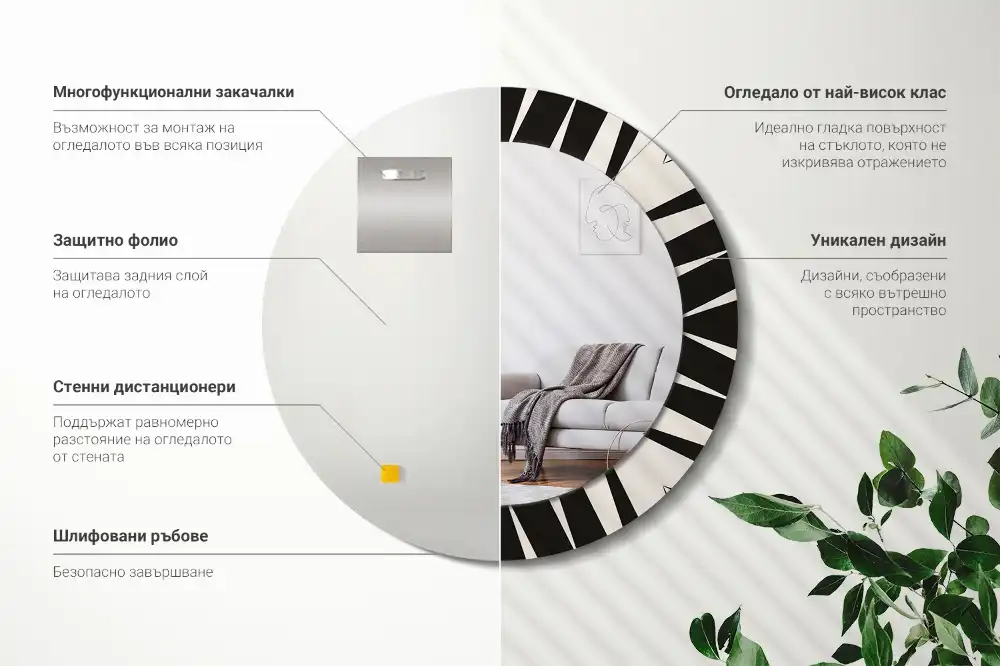 Specchio circolare stampato Geometria astratta