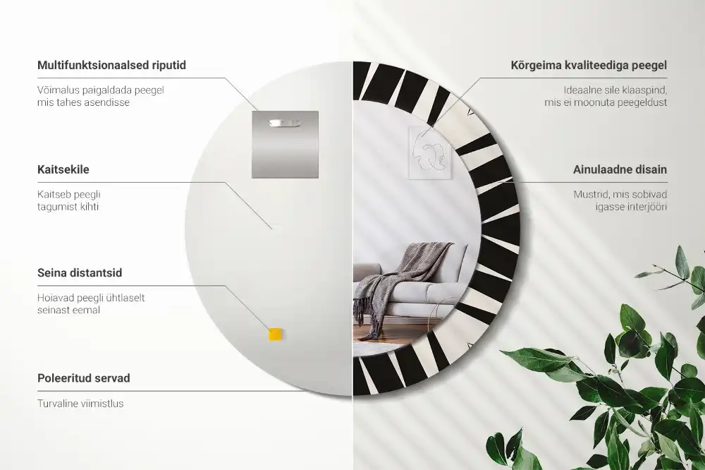 Specchio circolare stampato Geometria astratta