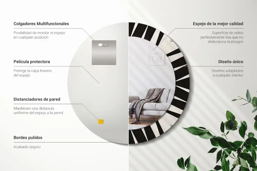 Specchio circolare stampato Geometria astratta