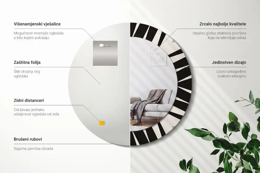 Specchio circolare stampato Geometria astratta