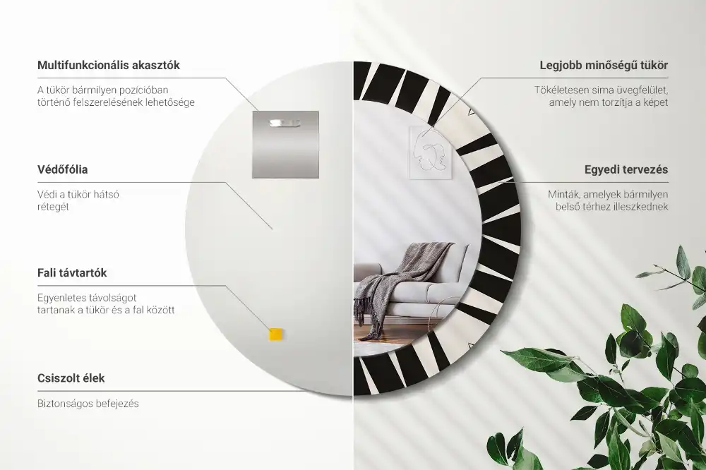 Specchio circolare stampato Geometria astratta