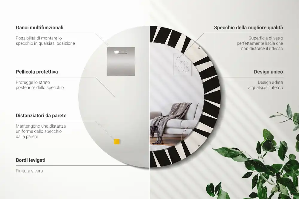 Specchio circolare stampato Geometria astratta