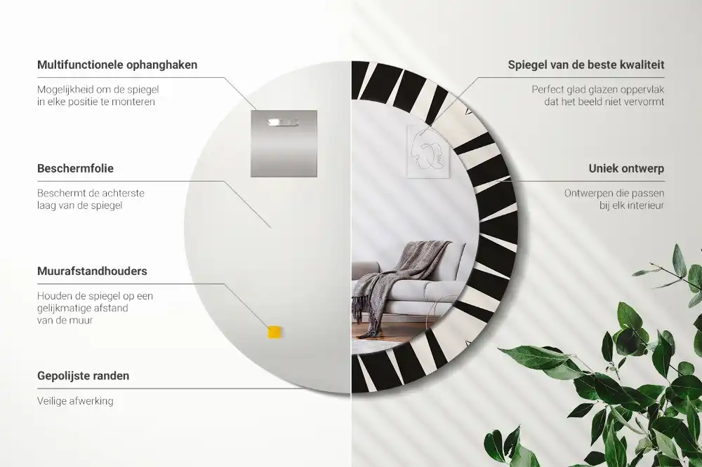 Specchio circolare stampato Geometria astratta