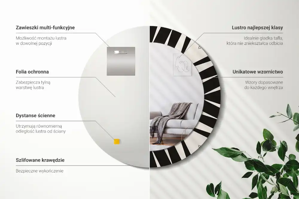 Specchio circolare stampato Geometria astratta