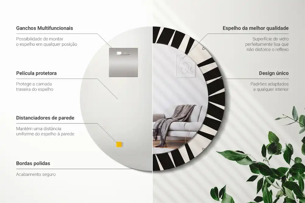 Specchio circolare stampato Geometria astratta