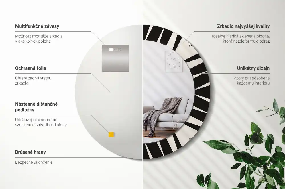 Specchio circolare stampato Geometria astratta