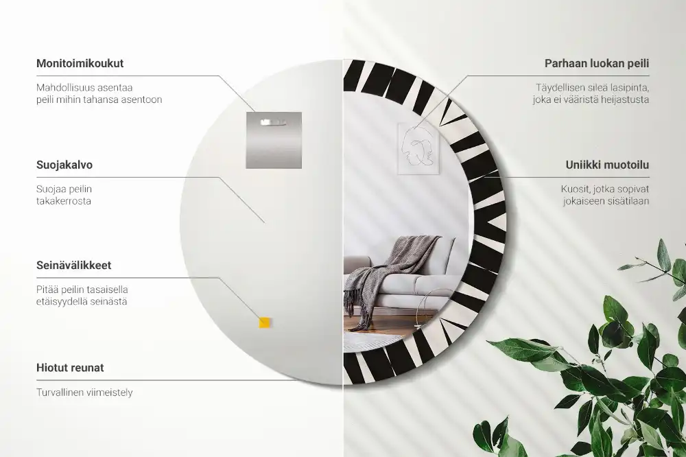 Specchio circolare stampato Geometria astratta