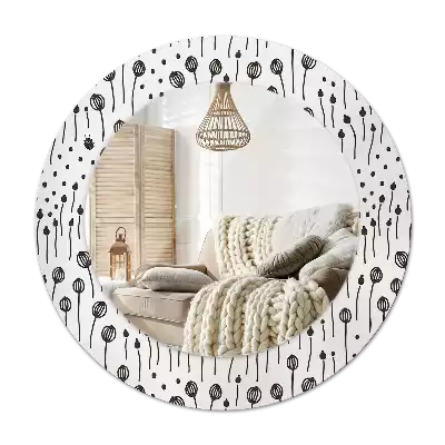 Specchio circolare stampato Disegno di fiori