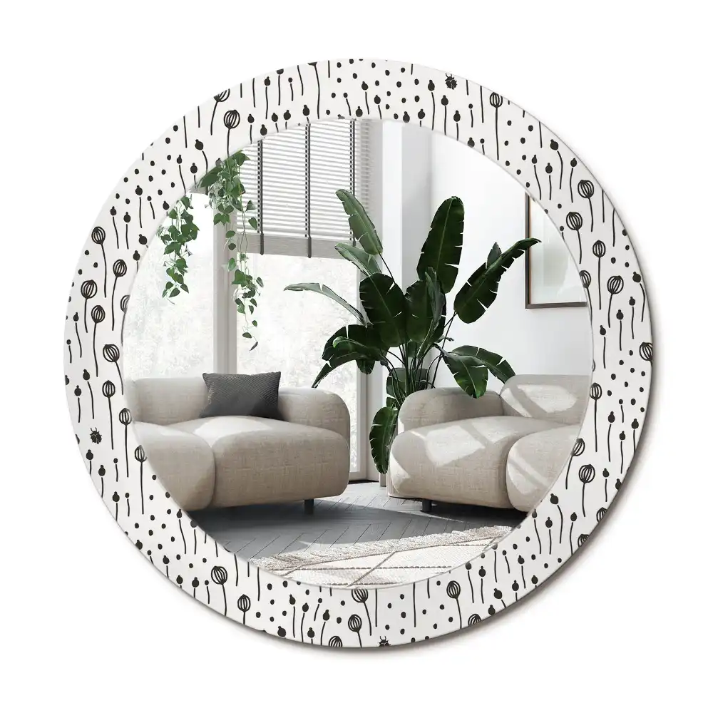 Specchio circolare stampato Disegno di fiori