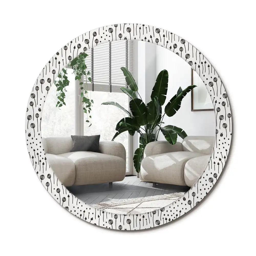 Specchio circolare stampato Disegno di fiori