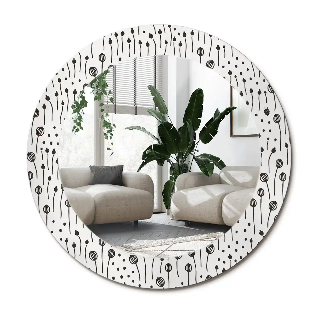 Specchio circolare stampato Disegno di fiori