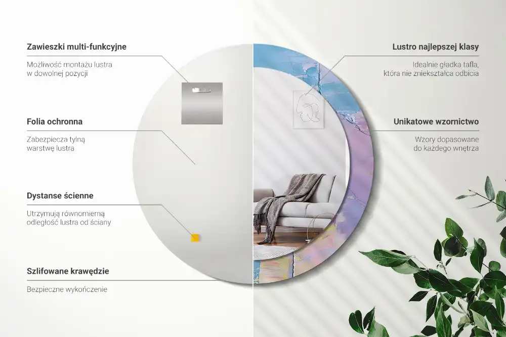 Specchio circolare decoro Texture della pittura a olio