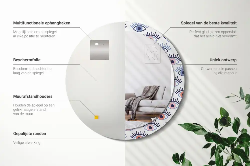 Specchio circolare stampato Occhi