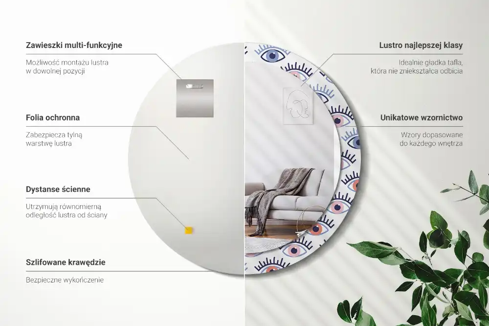 Specchio circolare stampato Occhi