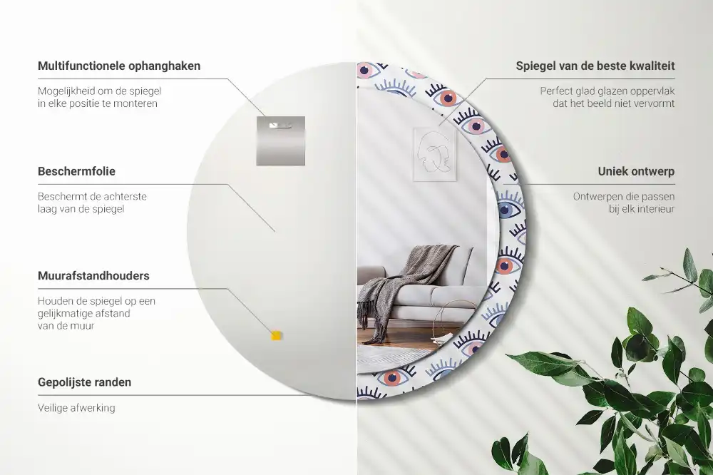 Specchio circolare stampato Occhi