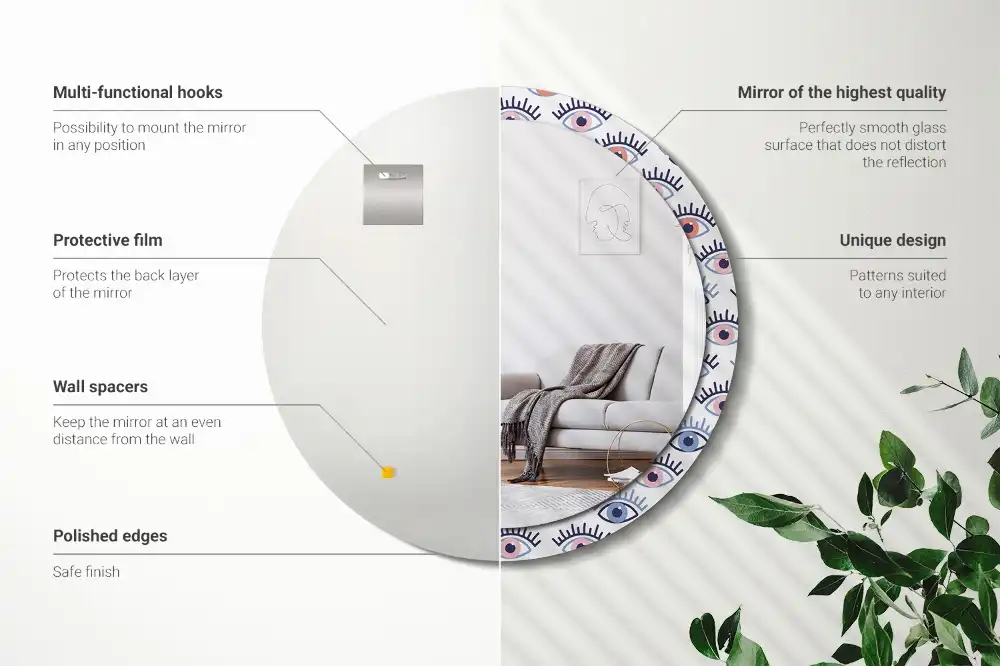 Specchio circolare stampato Occhi