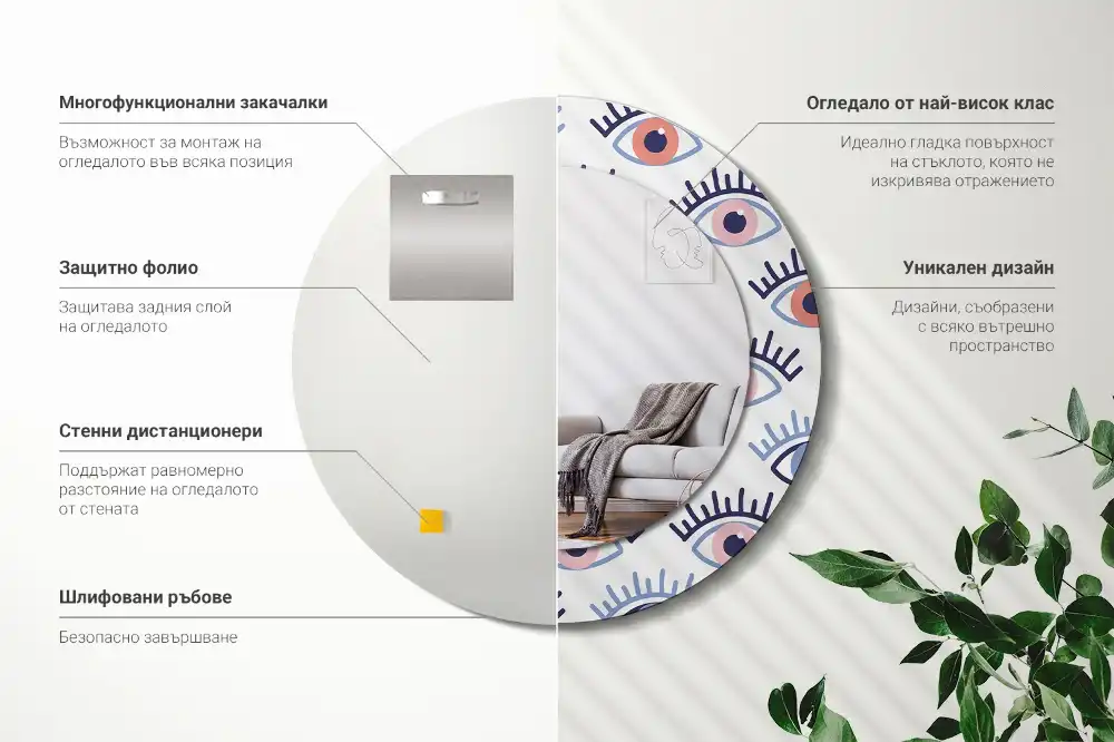 Specchio circolare stampato Occhi