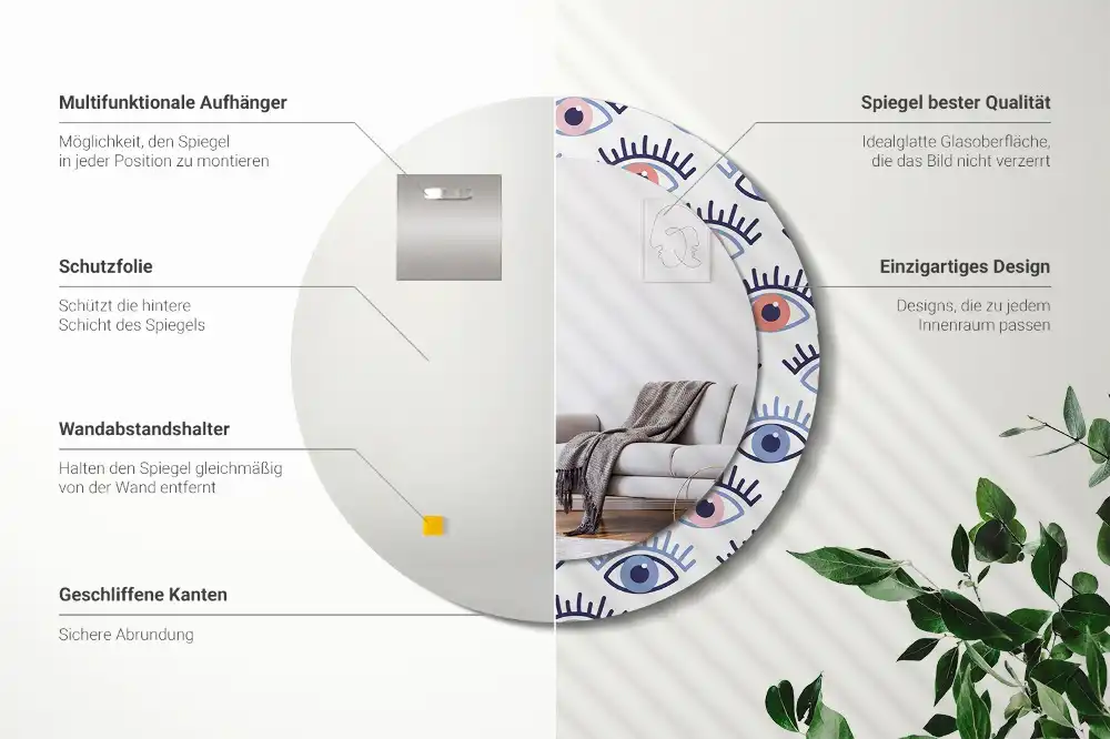 Specchio circolare stampato Occhi