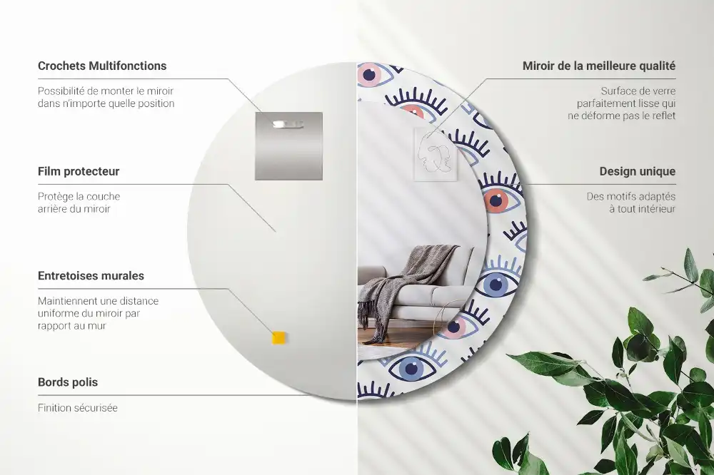 Specchio circolare stampato Occhi