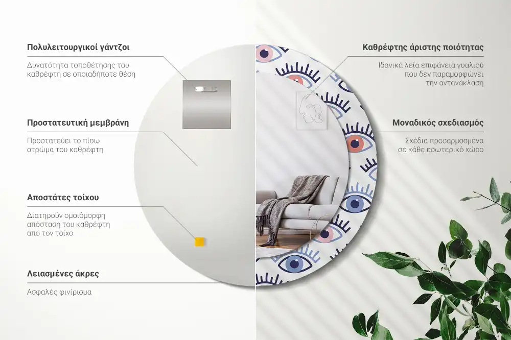 Specchio circolare stampato Occhi
