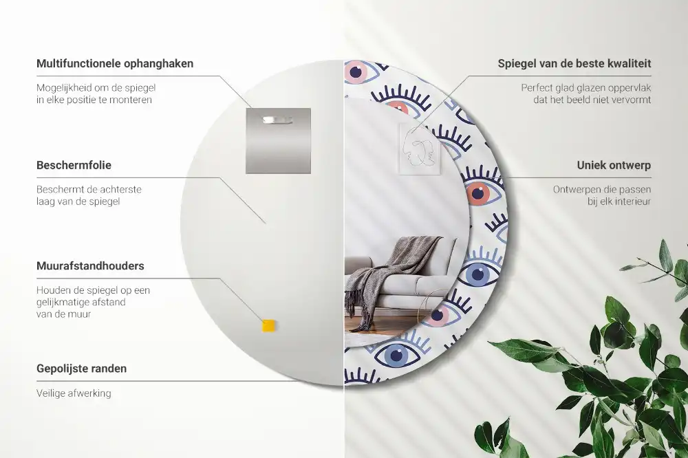 Specchio circolare stampato Occhi