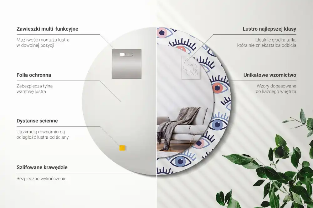 Specchio circolare stampato Occhi