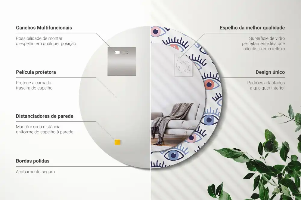 Specchio circolare stampato Occhi