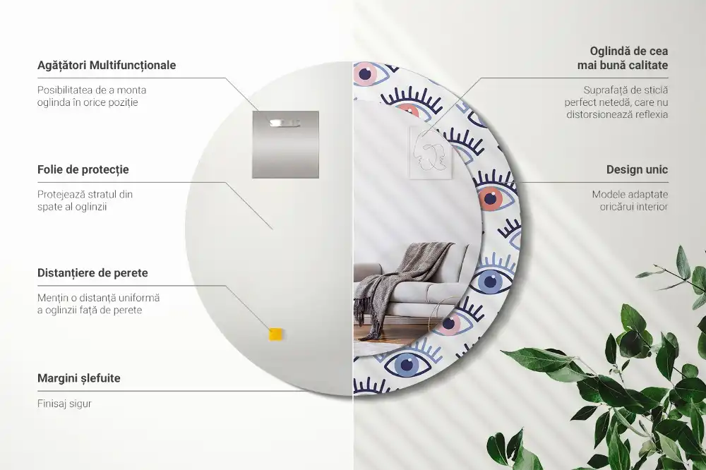 Specchio circolare stampato Occhi