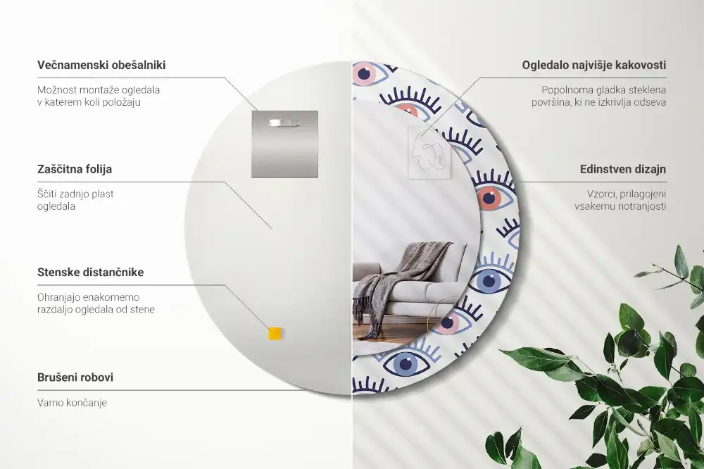 Specchio circolare stampato Occhi