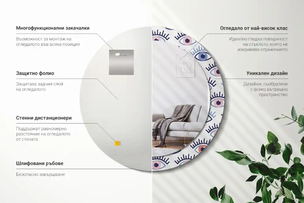 Specchio circolare stampato Occhi