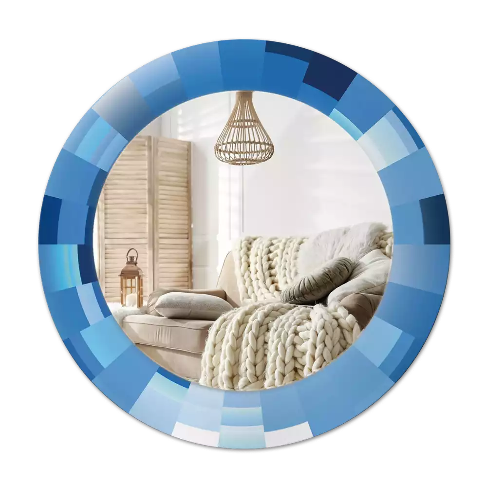 Specchio circolare stampato Astratto blu