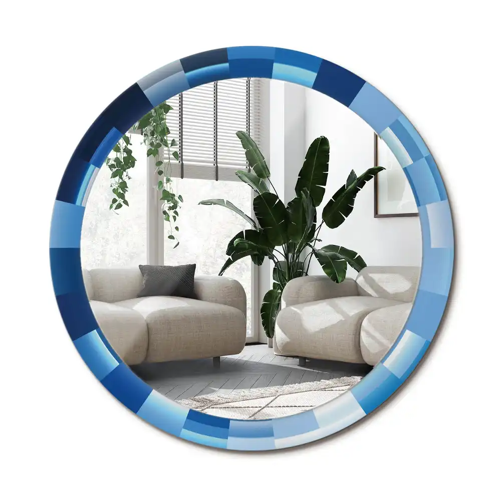 Specchio circolare stampato Astratto blu