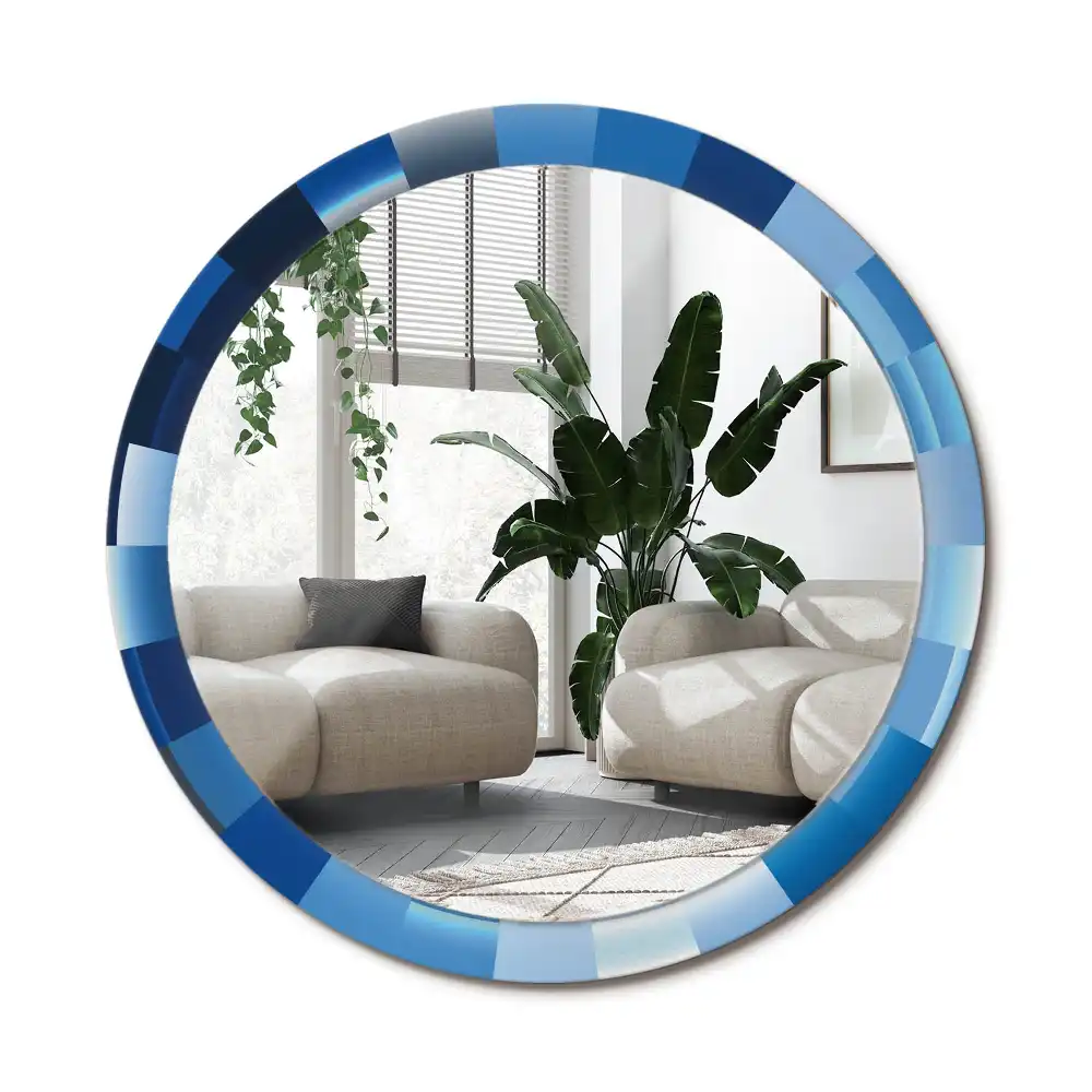 Specchio circolare stampato Astratto blu