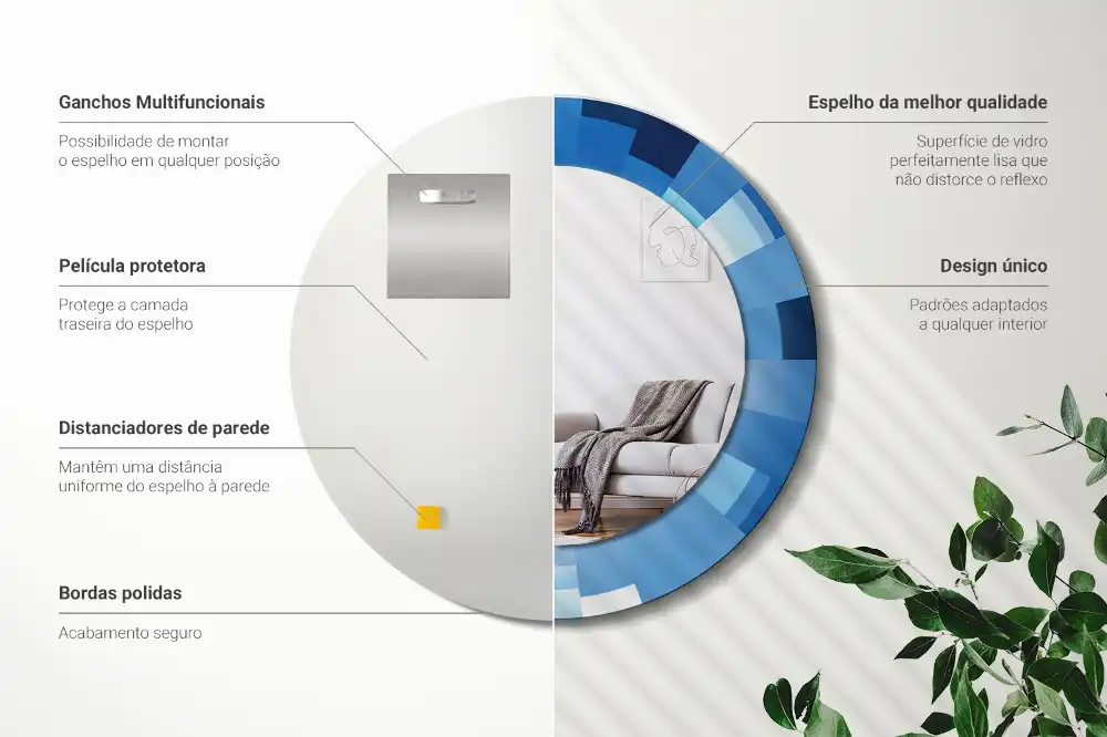 Specchio circolare stampato Astratto blu