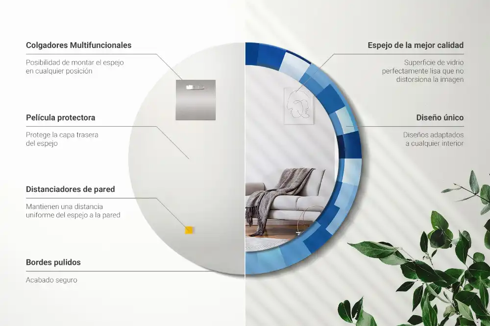 Specchio circolare stampato Astratto blu