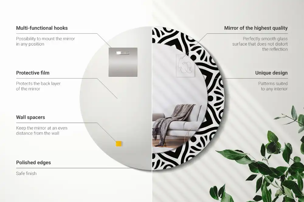 Specchio circolare decoro Ornamento nero