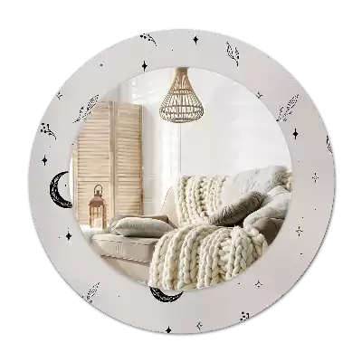 Specchio circolare stampato Piante scarabocchiate